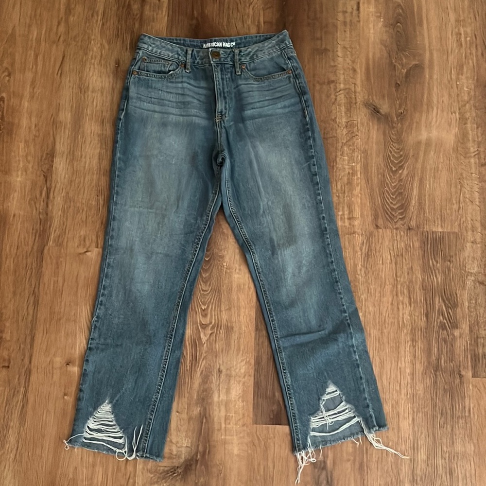 Denim jeans, ankle cropped